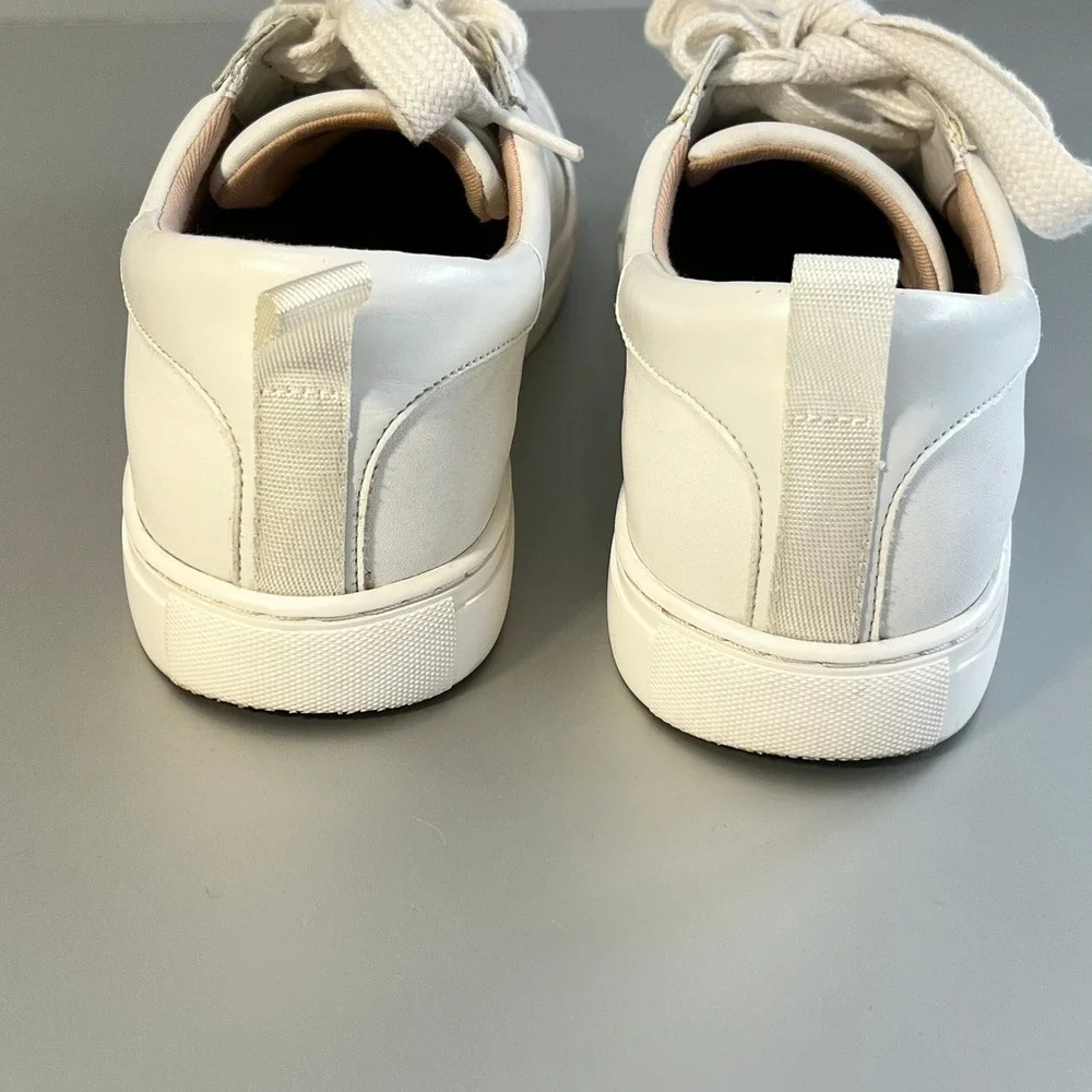 Kate Spade New York Adorn White Leather Low Top Sneakers Gold Spade 8 gym shoe
